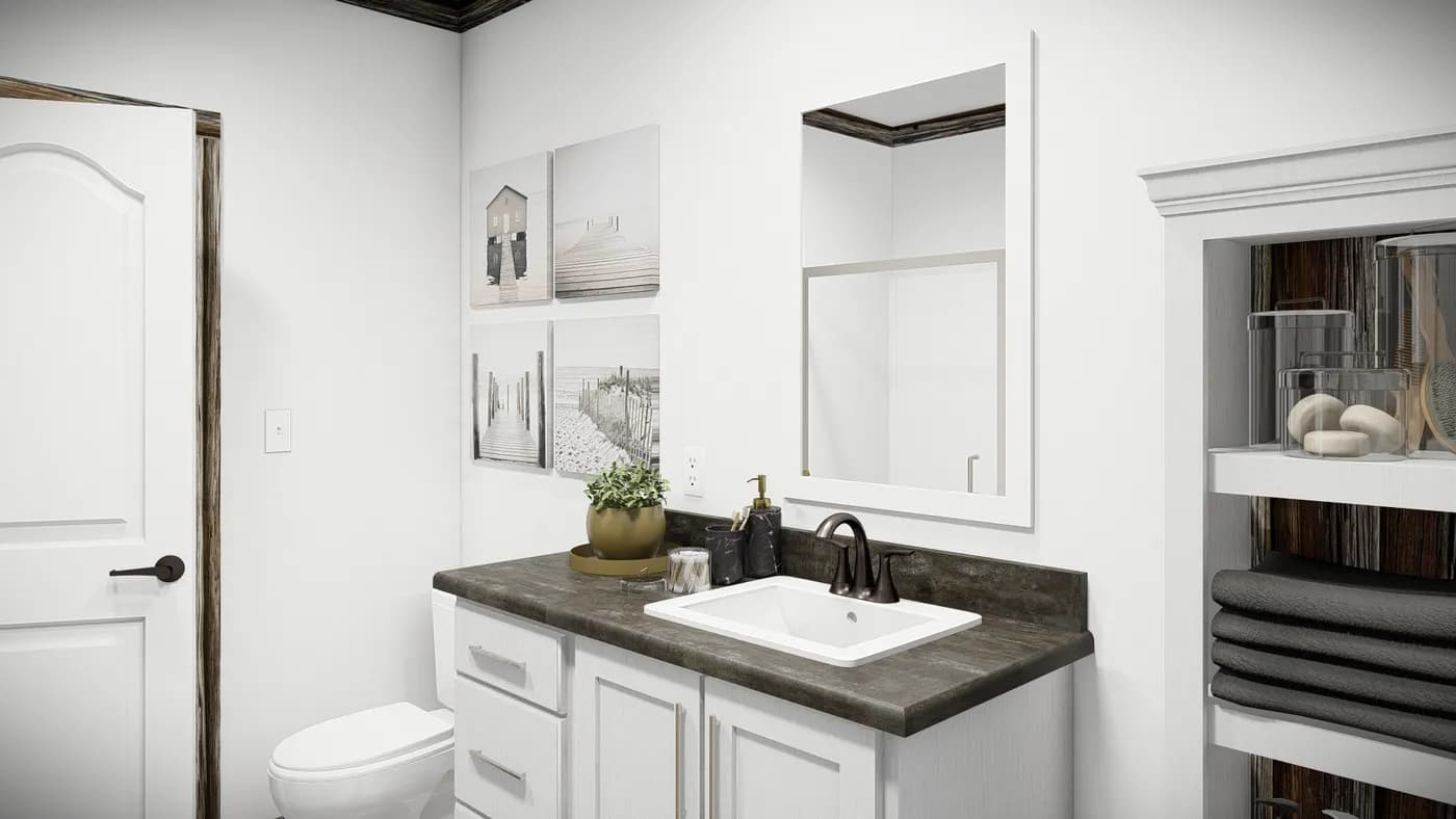 The THE BANDIT Primary Bathroom. This Manufactured Mobile Home features 3 bedrooms and 2 baths.