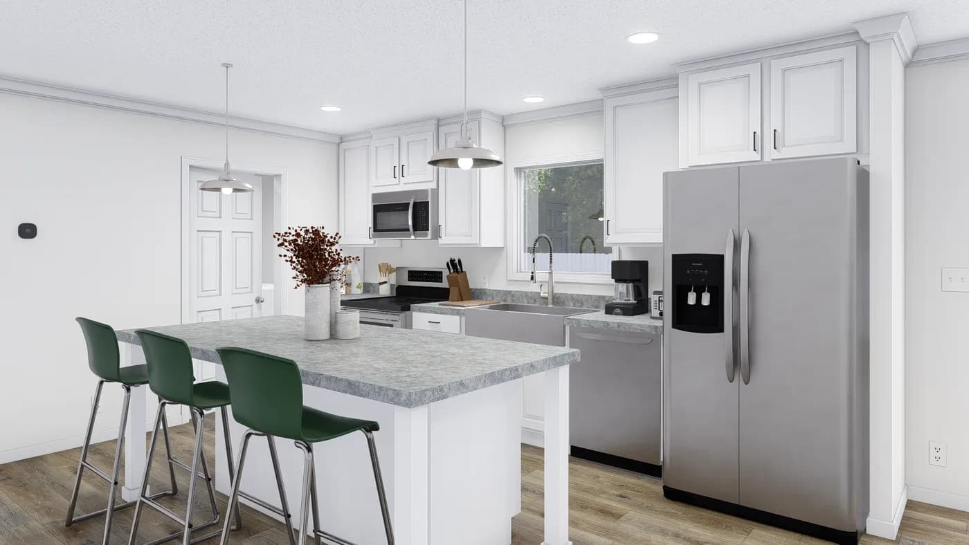 The BIG EASY M001 Kitchen. This Manufactured Mobile Home features 4 bedrooms and 2 baths.