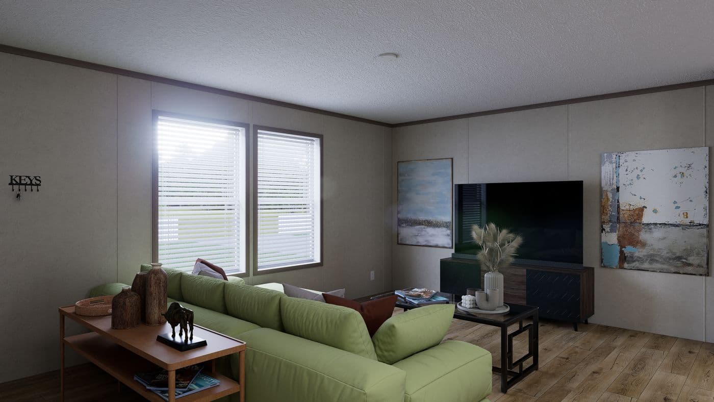 The 5228-CC51 PILLAR 52 Living Room. This Manufactured Mobile Home features 3 bedrooms and 2 baths.