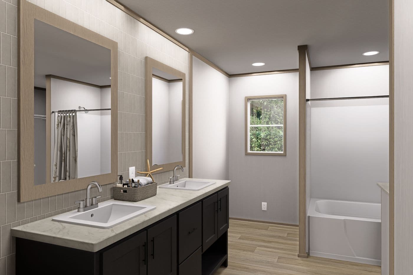 The SNOWCAP Primary Bathroom. This Manufactured Mobile Home features 4 bedrooms and 3 baths.