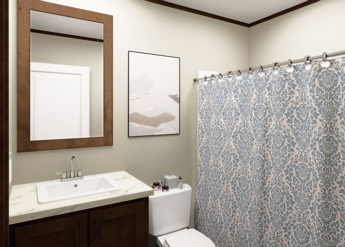 The HUDSON Guest Bathroom. This Manufactured Mobile Home features 3 bedrooms and 2 baths.