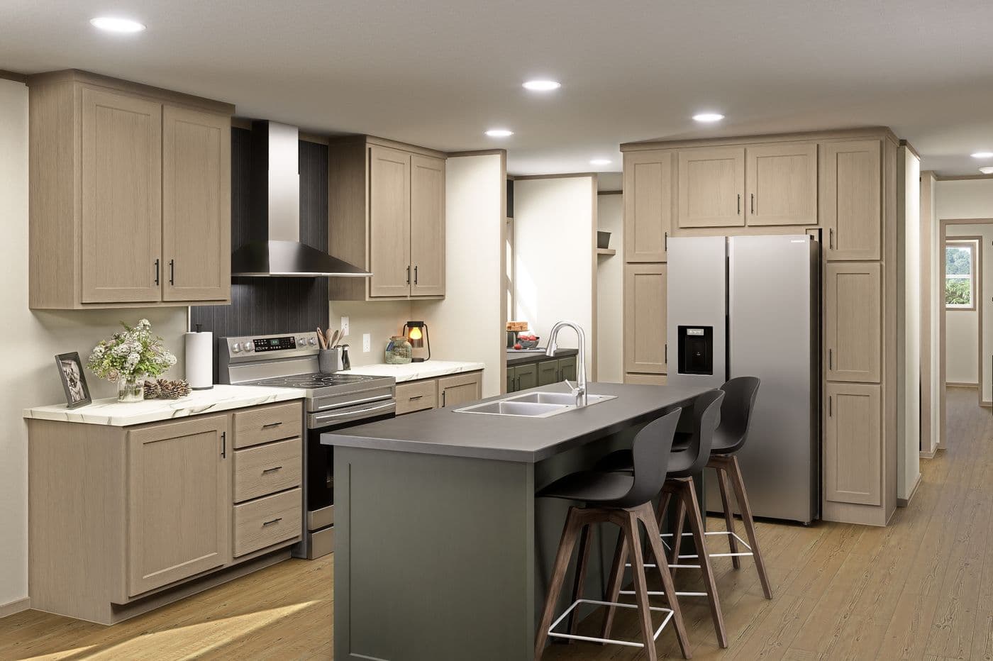 The MARINER Kitchen. This Manufactured Mobile Home features 3 bedrooms and 2 baths.