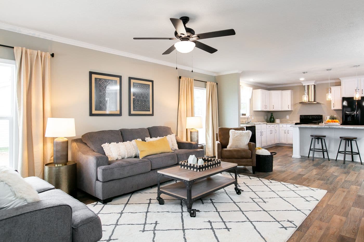 The BELMONT Living Room. This Manufactured Mobile Home features 3 bedrooms and 2 baths.