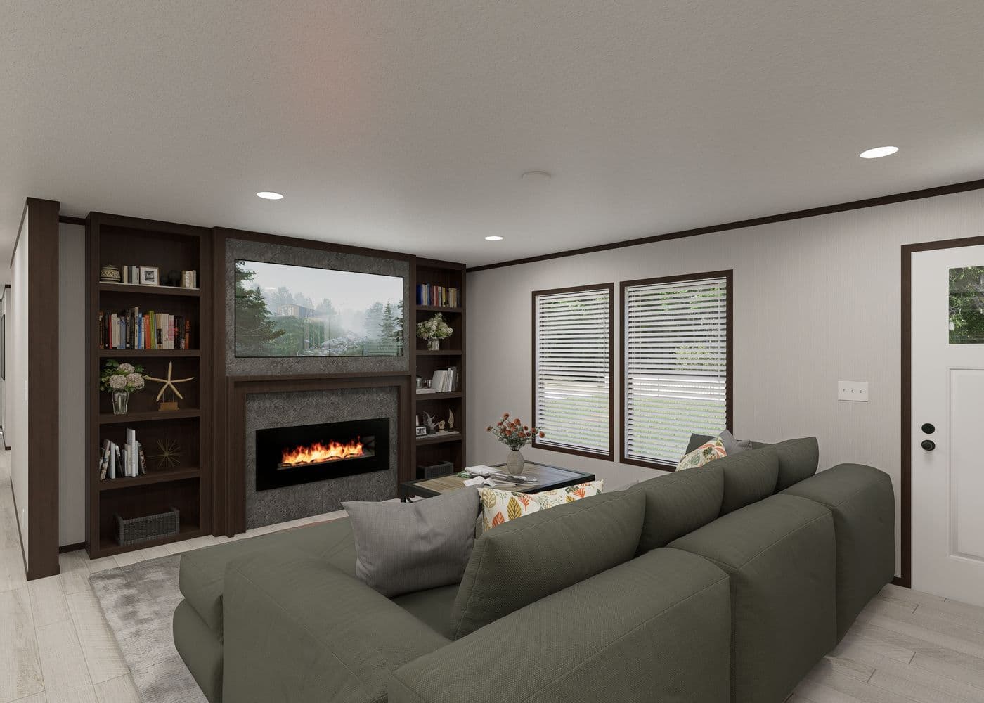 The SAPPHIRE Living Room. This Manufactured Mobile Home features 4 bedrooms and 2 baths.