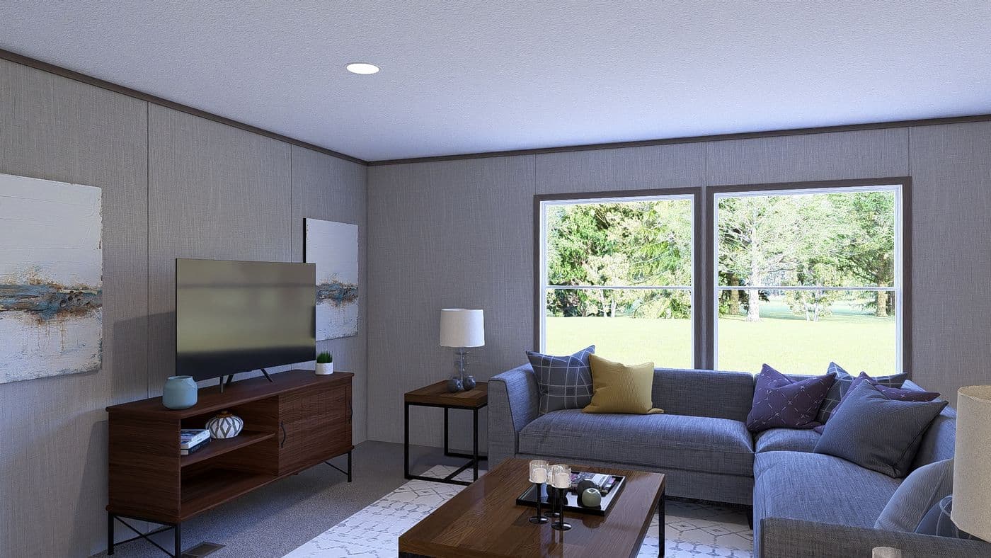 The LEGEND BIG BOY Living Room. This Manufactured Mobile Home features 4 bedrooms and 2 baths.