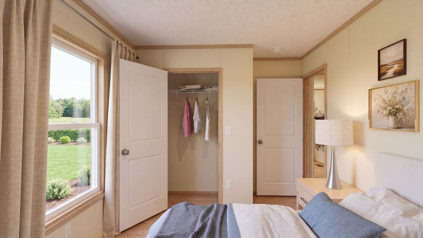 The BOONE Bedroom. This Manufactured Mobile Home features 4 bedrooms and 2 baths.