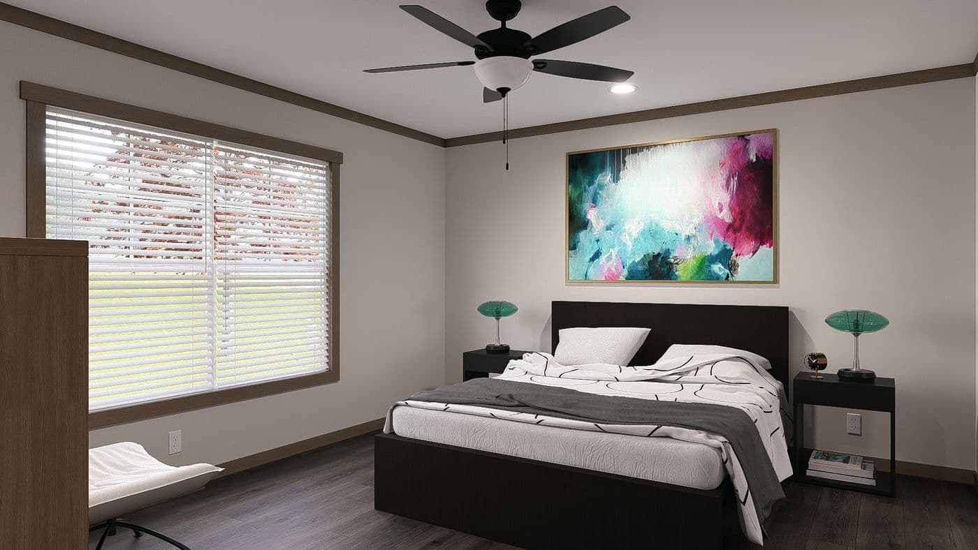 The ISABELLA Primary Bedroom. This Manufactured Mobile Home features 3 bedrooms and 2 baths.