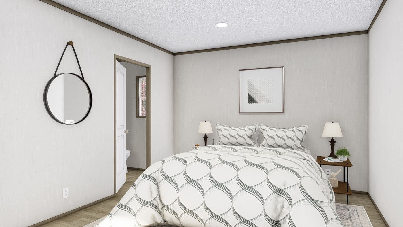 The LEWIS Bedroom. This Manufactured Mobile Home features 2 bedrooms and 2 baths.
