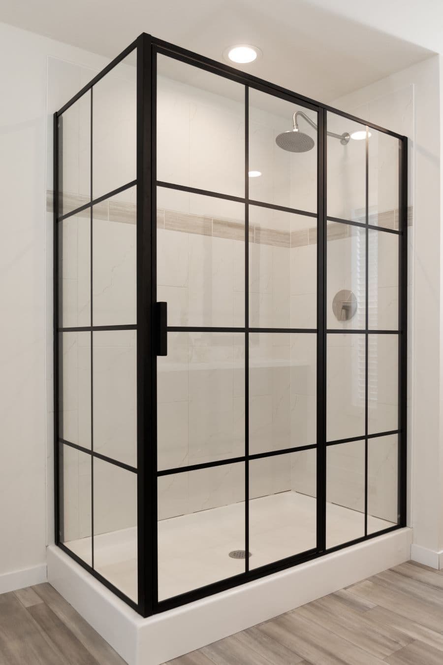2-Sided Glass Black Matte Grid Shower