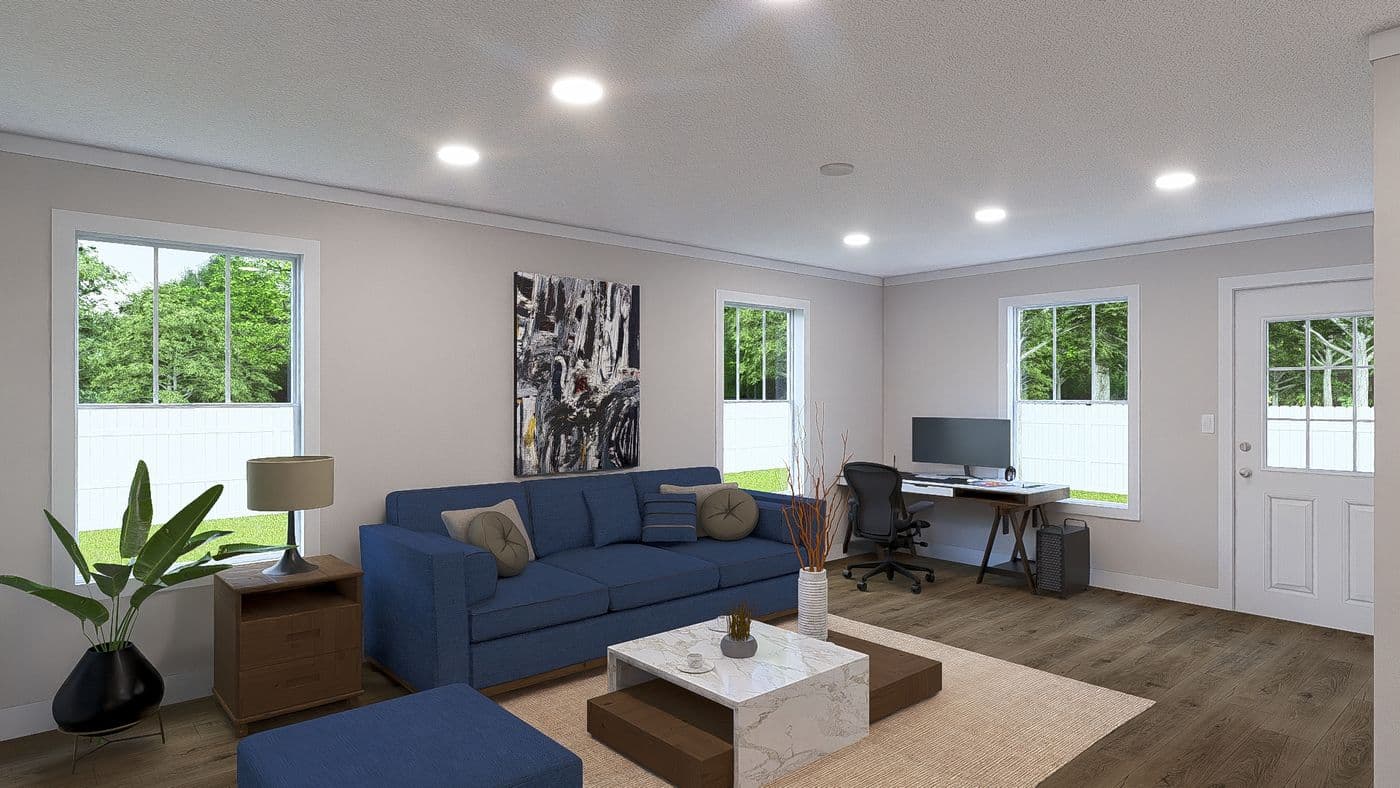 The HEY JUDE Living Room. This Manufactured Mobile Home features 4 bedrooms and 2 baths.