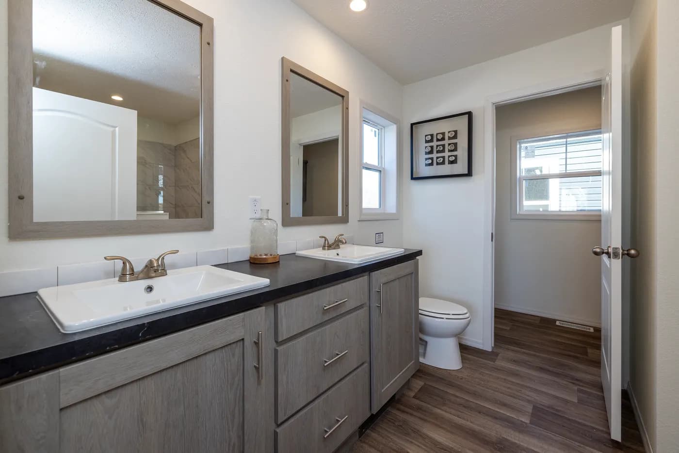 The ROOSEVELT MOD Primary Bathroom. This Modular Home features 3 bedrooms and 2 baths.