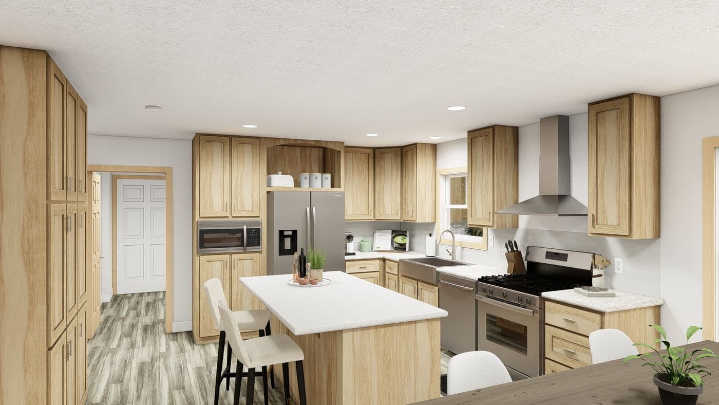 The LEGACY 377 Kitchen. This Manufactured Mobile Home features 3 bedrooms and 2 baths.