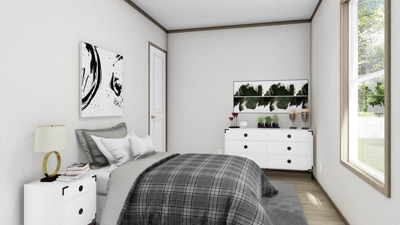 The LEWIS Bedroom. This Manufactured Mobile Home features 2 bedrooms and 2 baths.