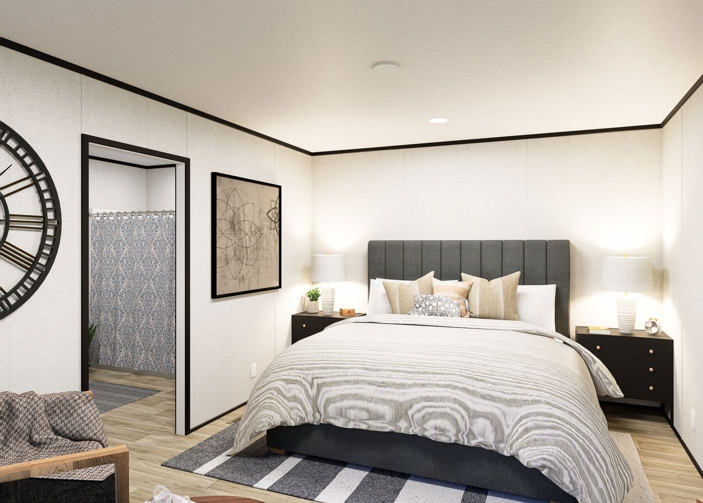 The NORTHSTAR  16X76 Primary Bedroom. This Manufactured Mobile Home features 3 bedrooms and 2 baths.