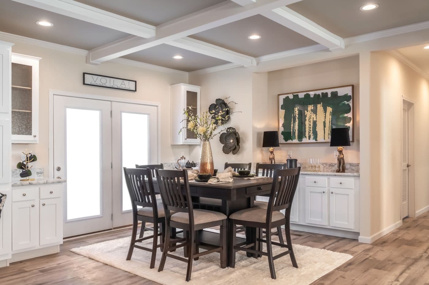 The SUPER 68 ELITE Dining Area. This Manufactured Mobile Home features 3 bedrooms and 2 baths.