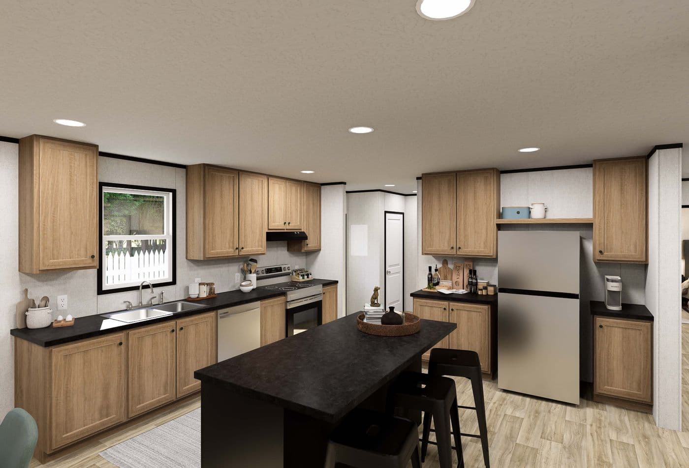The DAWN Kitchen. This Manufactured Mobile Home features 3 bedrooms and 2 baths.