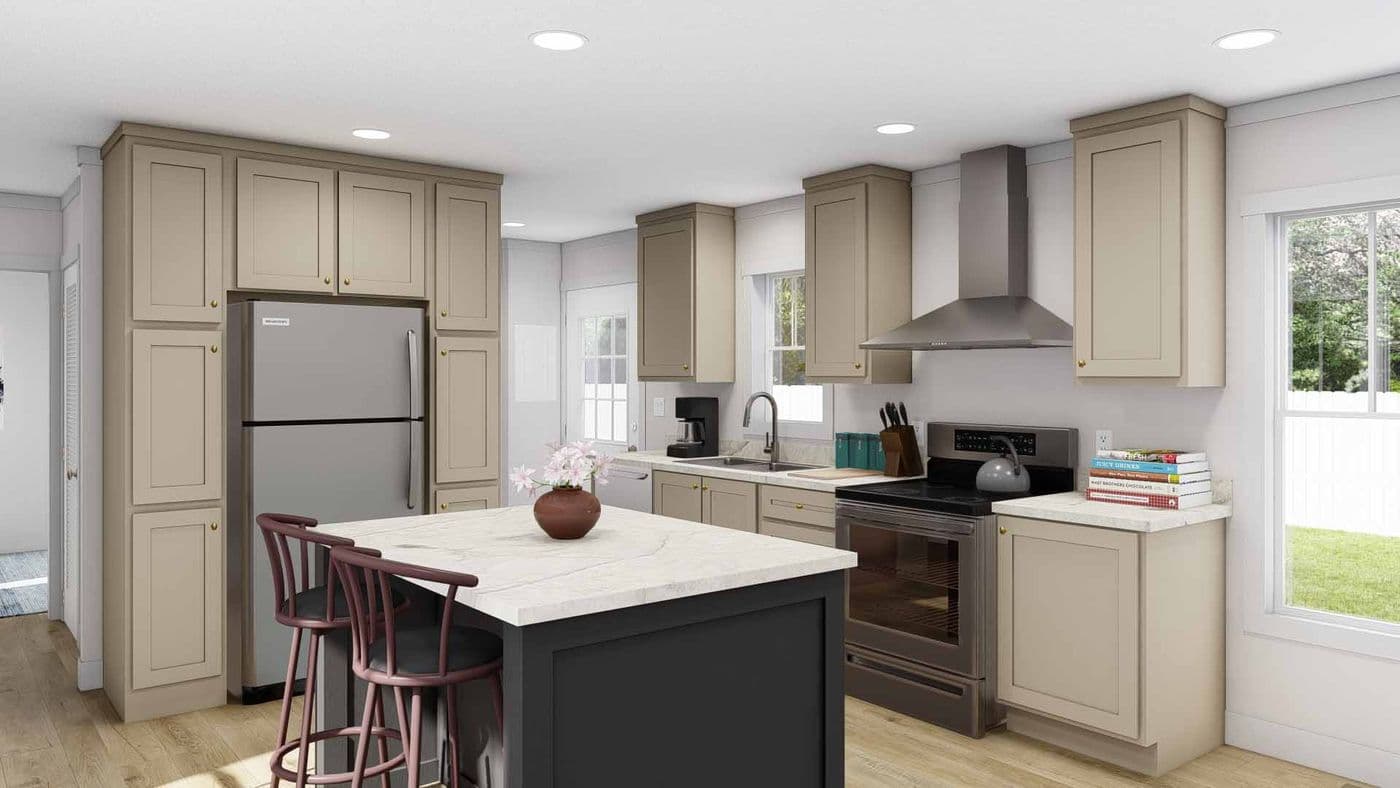 The STILL THE ONE Kitchen. This Manufactured Mobile Home features 2 bedrooms and 2 baths.