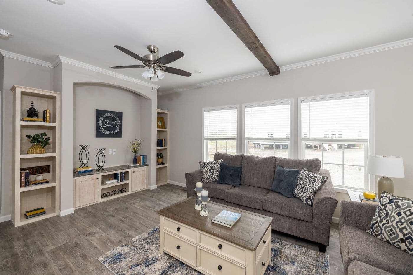 The THE ROGUE Living Room. This Manufactured Mobile Home features 3 bedrooms and 2 baths.