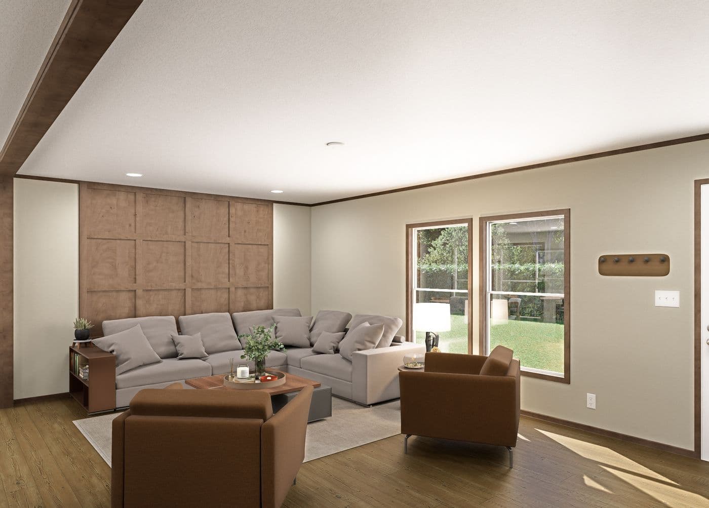The CROCKETT Living Room. This Manufactured Mobile Home features 3 bedrooms and 2 baths.