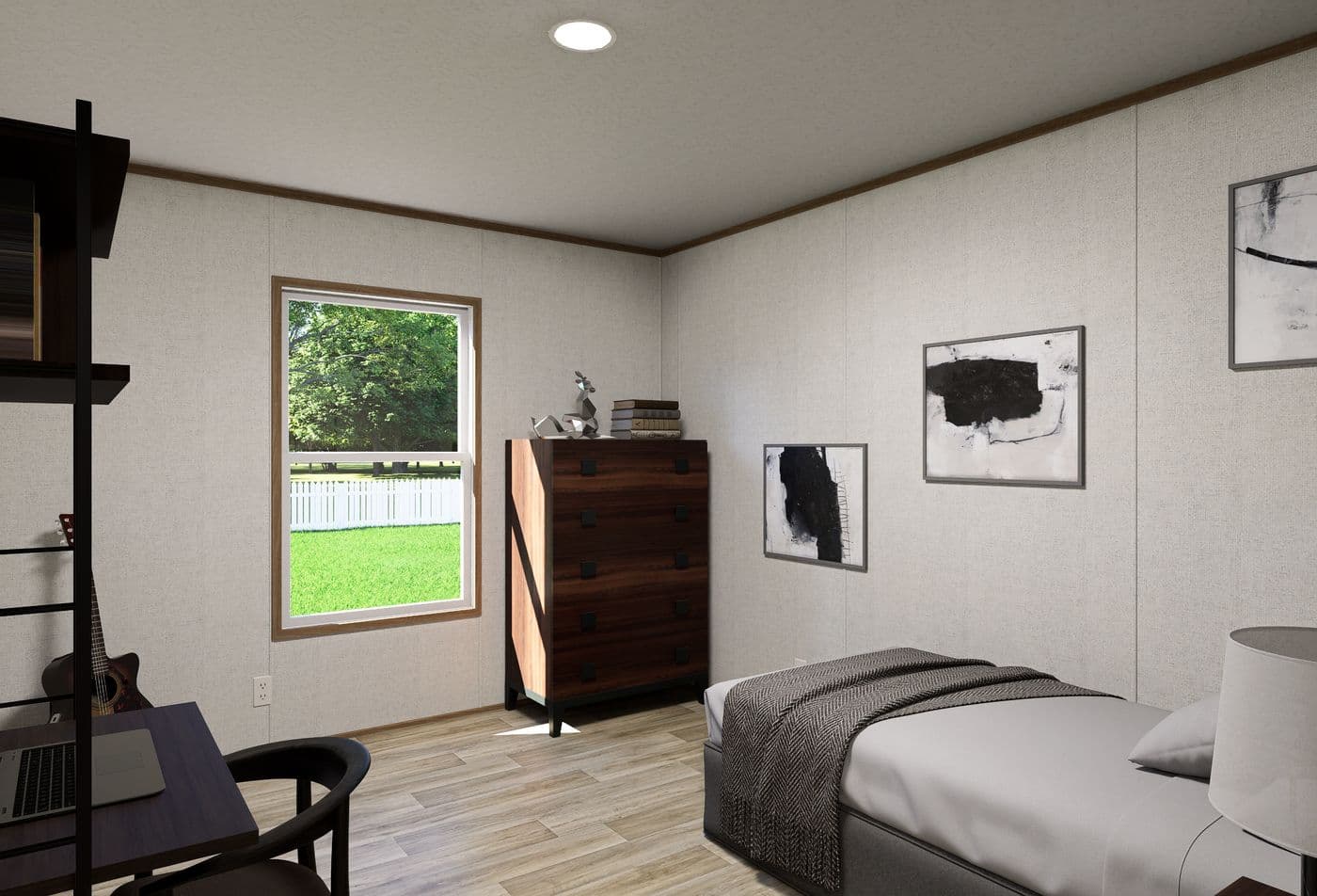 The ELEMENT Guest Bedroom. This Manufactured Mobile Home features 3 bedrooms and 2 baths.