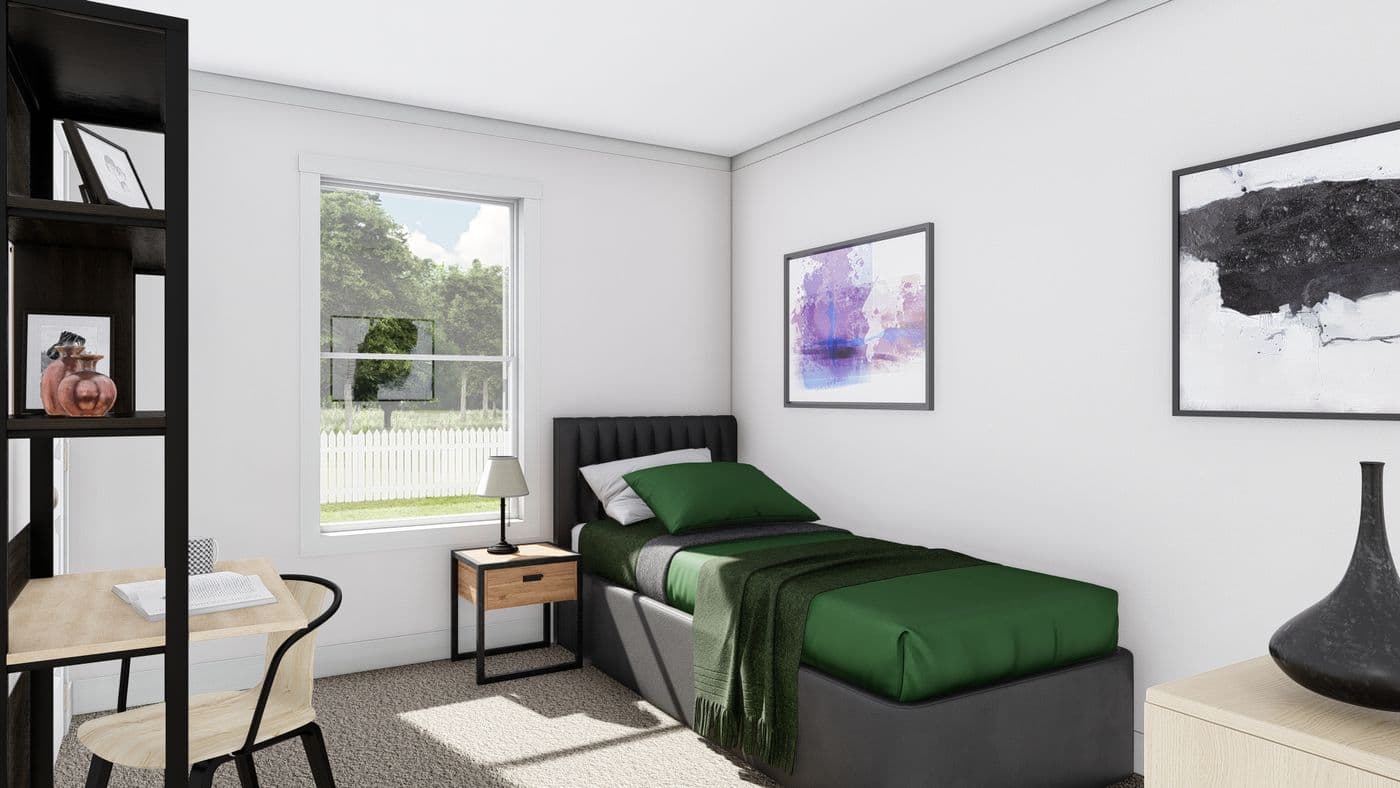 The STAYIN' ALIVE Bedroom. This Manufactured Mobile Home features 3 bedrooms and 2 baths.