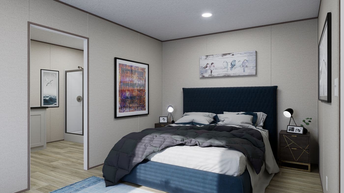 The ROCKY CREST Primary Bathroom. This Manufactured Mobile Home features 3 bedrooms and 2 baths.