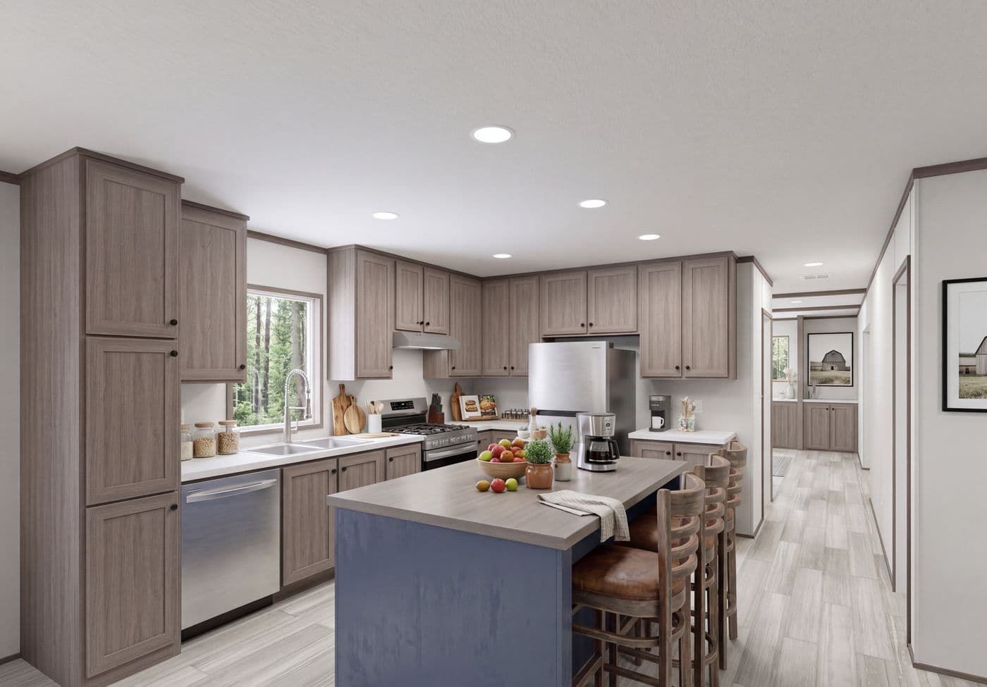 The THE MOUNTAINEER 64 Kitchen. This Manufactured Mobile Home features 3 bedrooms and 2 baths.