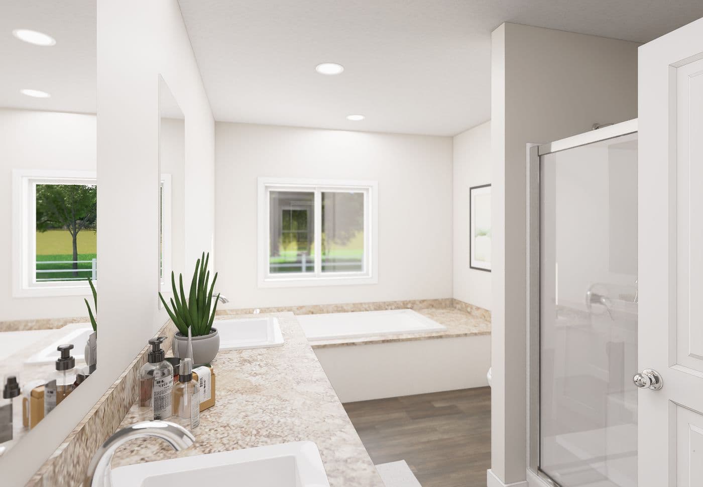 The 5031 IMAGINE Primary Bathroom. This Manufactured Mobile Home features 3 bedrooms and 2 baths.