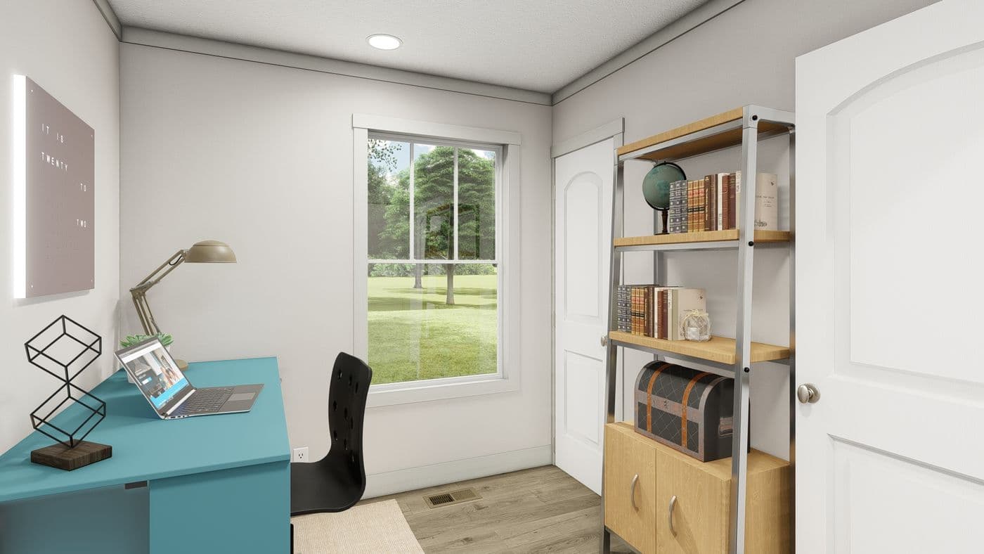 The SATISFACTION Guest Bedroom. This Manufactured Mobile Home features 2 bedrooms and 1 bath.