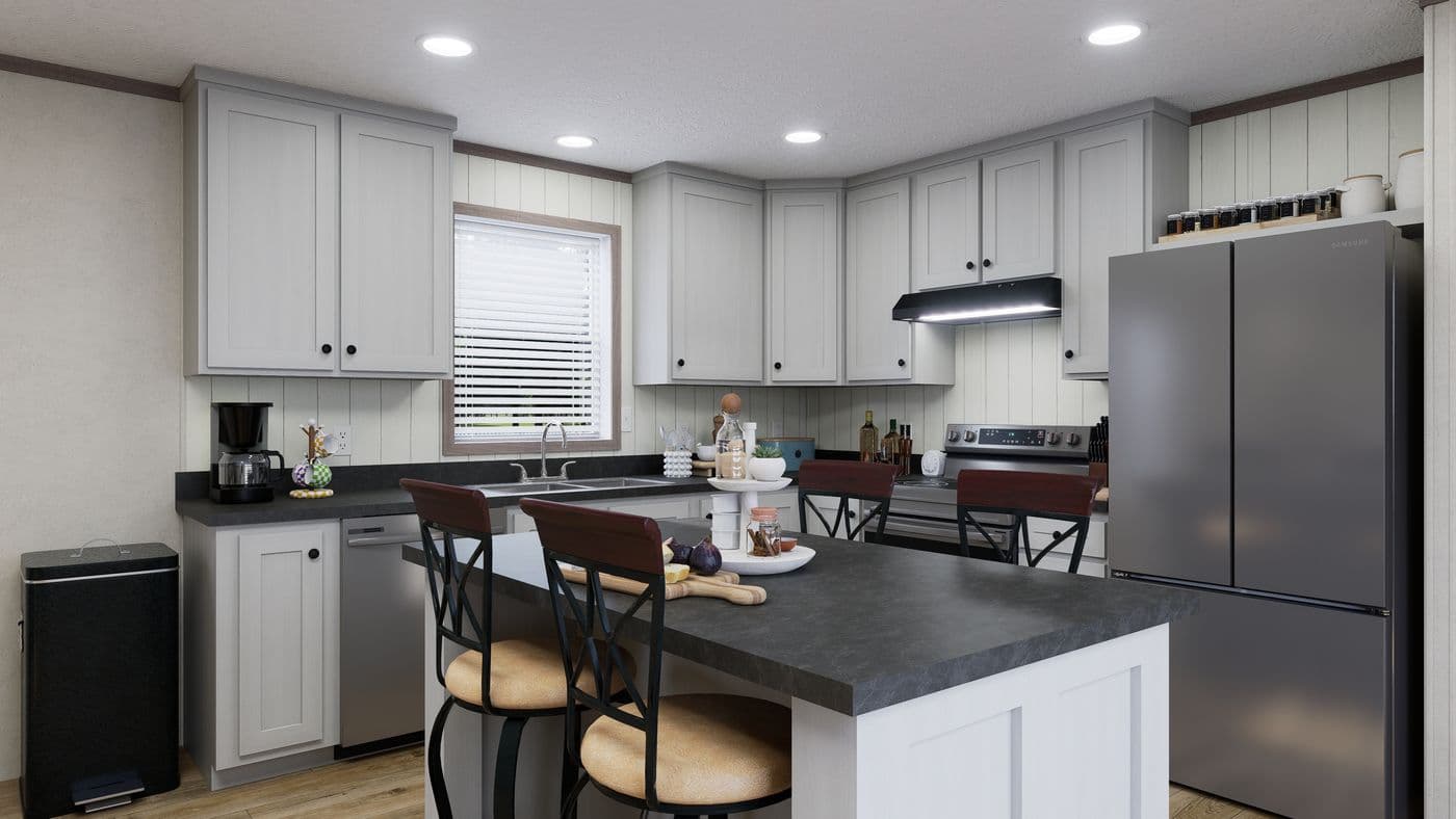 The 7216-CC01 CORNERSTONE 72 Living Room. This Manufactured Mobile Home features 3 bedrooms and 2 baths.