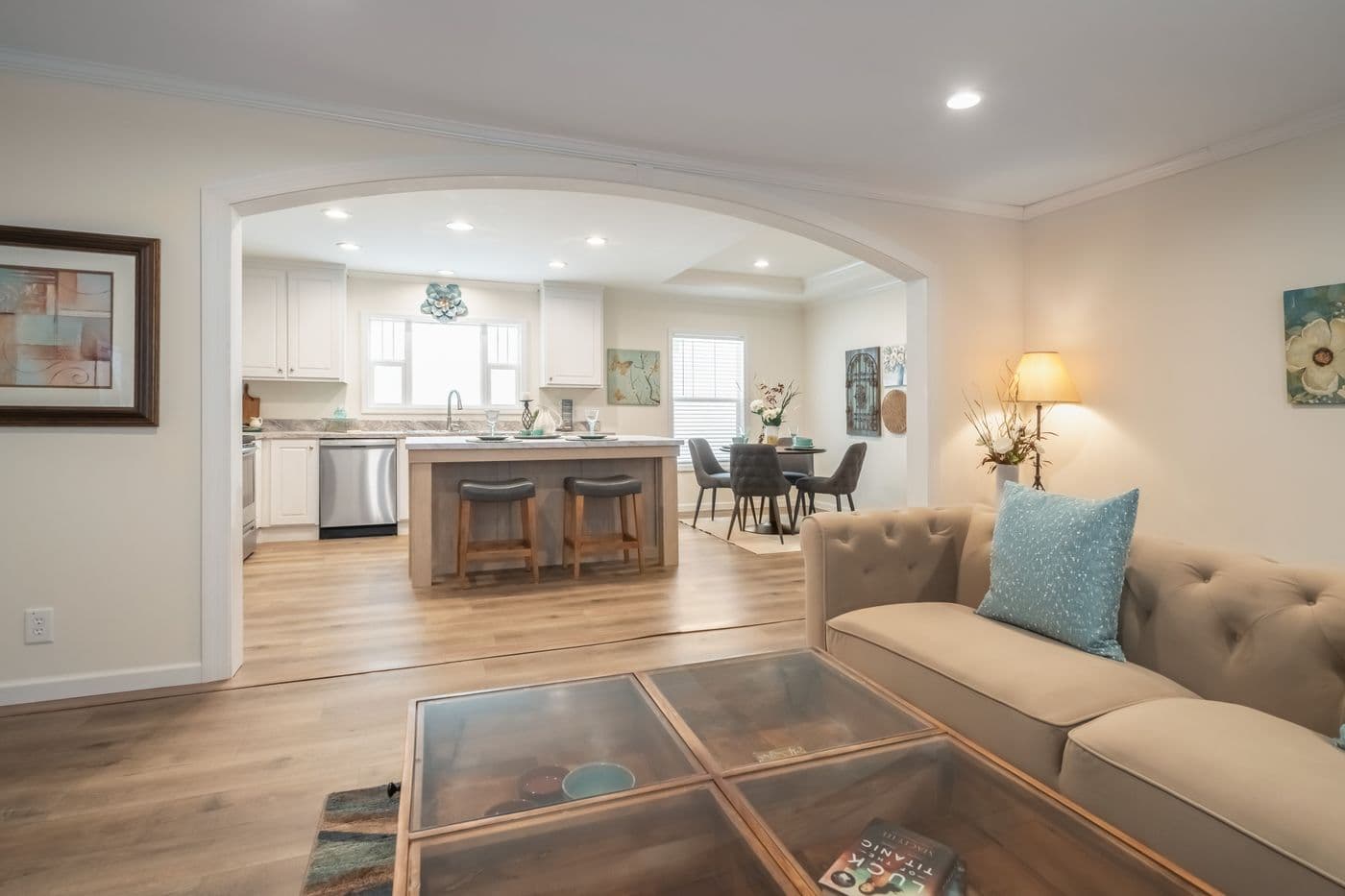 The 4210 "CAROLINA" 5628 Living Room. This Manufactured Mobile Home features 3 bedrooms and 2 baths.