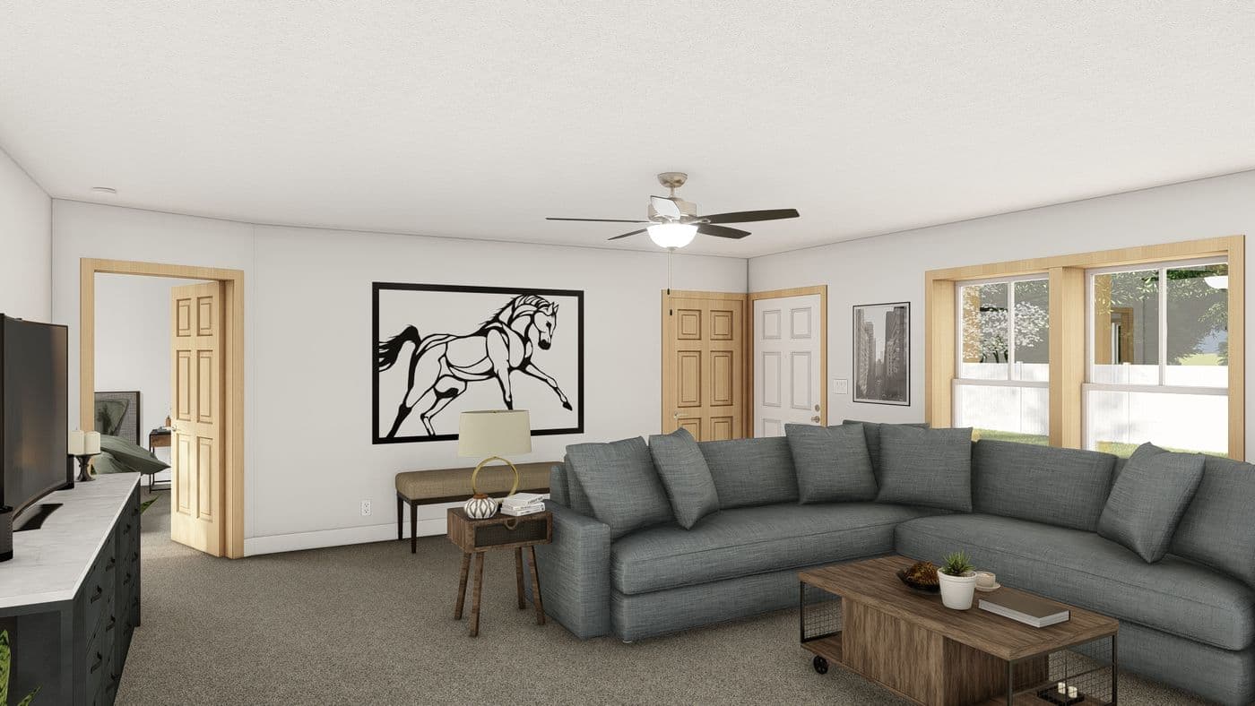 The LEGACY 377 Living Room. This Manufactured Mobile Home features 3 bedrooms and 2 baths.