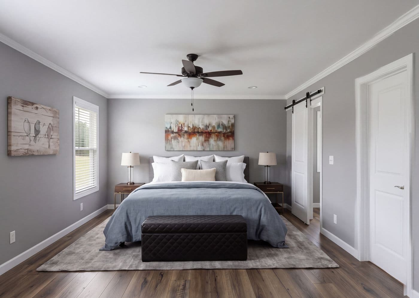 The THE ROOSEVELT Primary Bedroom. This Manufactured Mobile Home features 4 bedrooms and 3 baths.