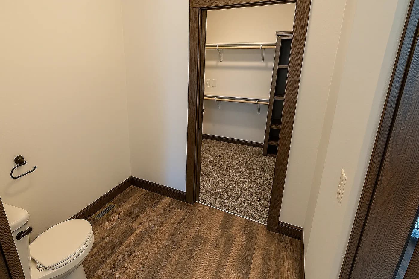 The LEGEND 402 MOD Primary Bathroom. This Modular Home features 3 bedrooms and 2 baths.