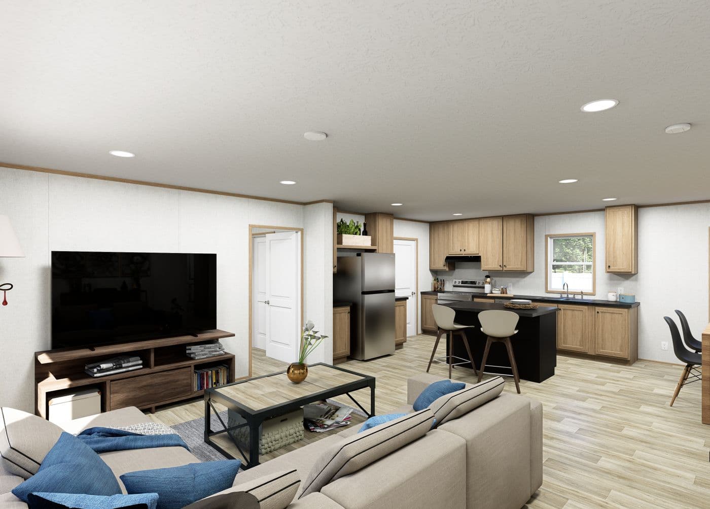 The ASPIRE Living Room. This Manufactured Mobile Home features 3 bedrooms and 2 baths.