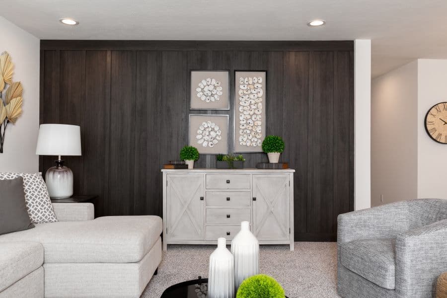 The BUTLER PLACE/6428-MS056 SECT Living Room. This Manufactured Mobile Home features 3 bedrooms and 3 baths.