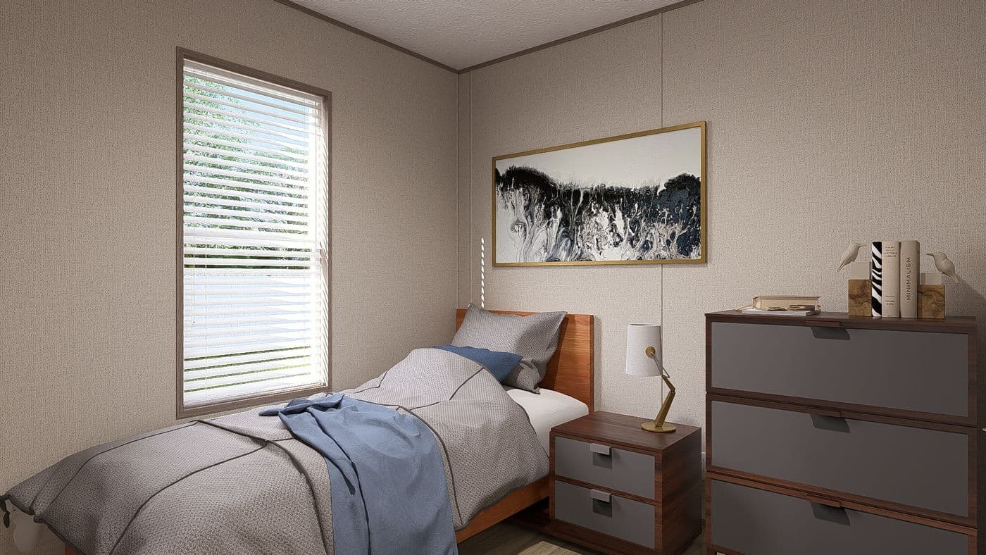 The BLAZER 66 F Bedroom. This Manufactured Mobile Home features 3 bedrooms and 2 baths.