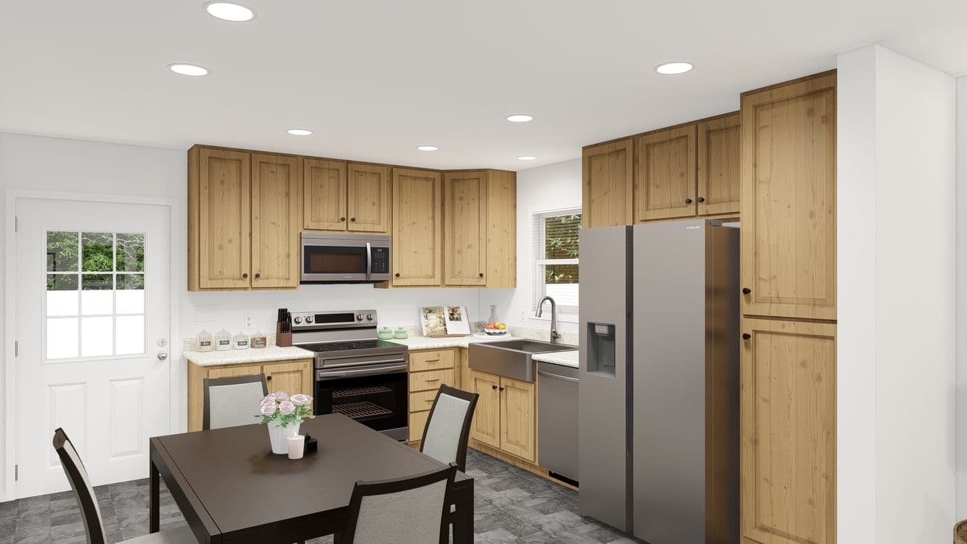 The ING382F REDWOOD II          GW Kitchen. This Manufactured Mobile Home features 2 bedrooms and 2 baths.