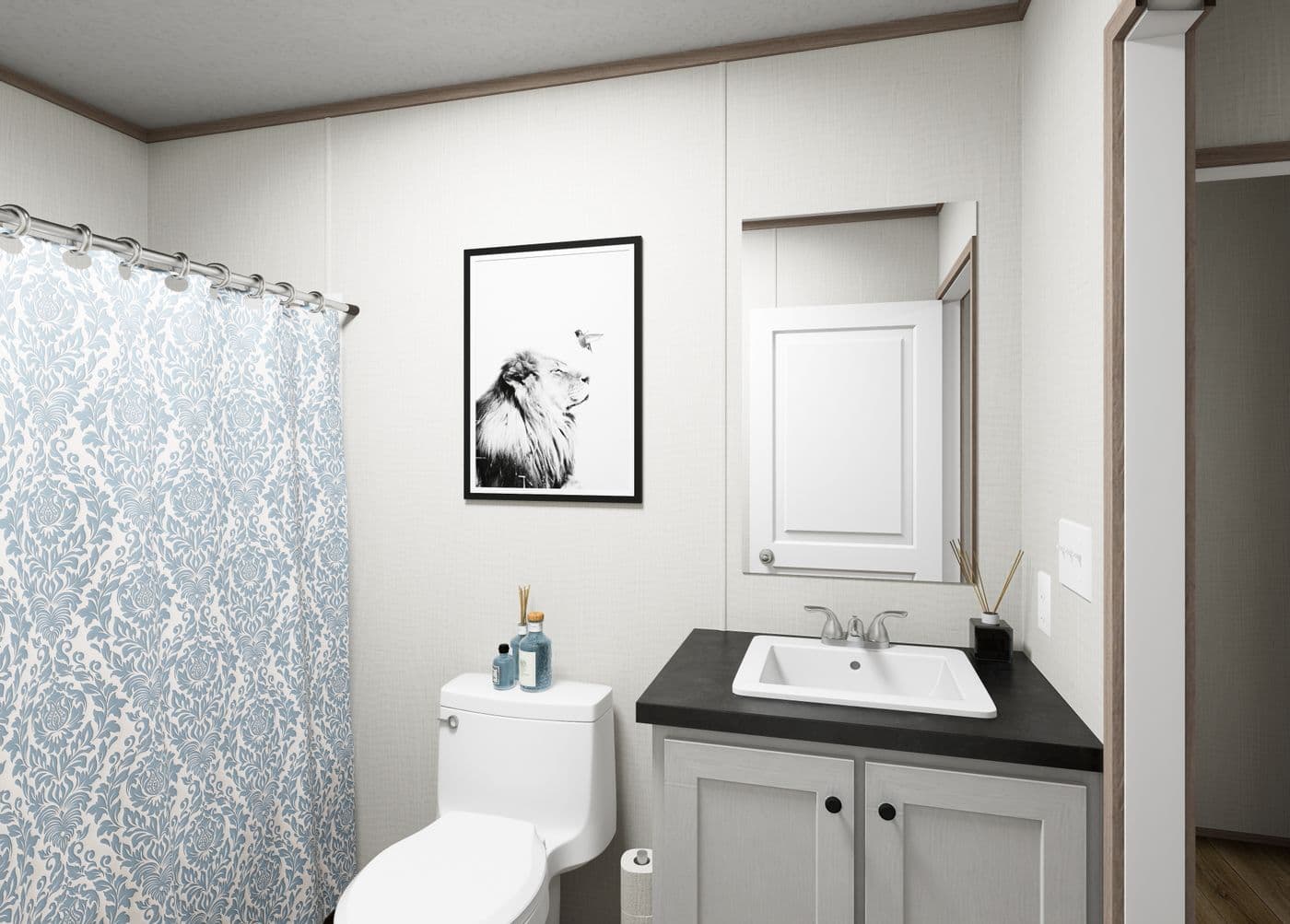 The ASPIRE Guest Bathroom. This Manufactured Mobile Home features 3 bedrooms and 2 baths.