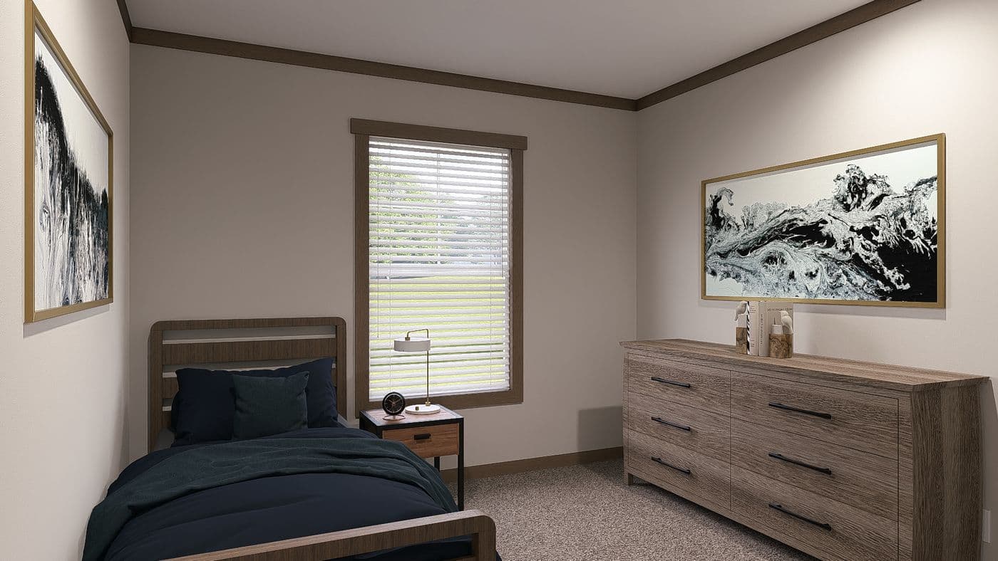 The ISABELLA Guest Bedroom. This Manufactured Mobile Home features 3 bedrooms and 2 baths.
