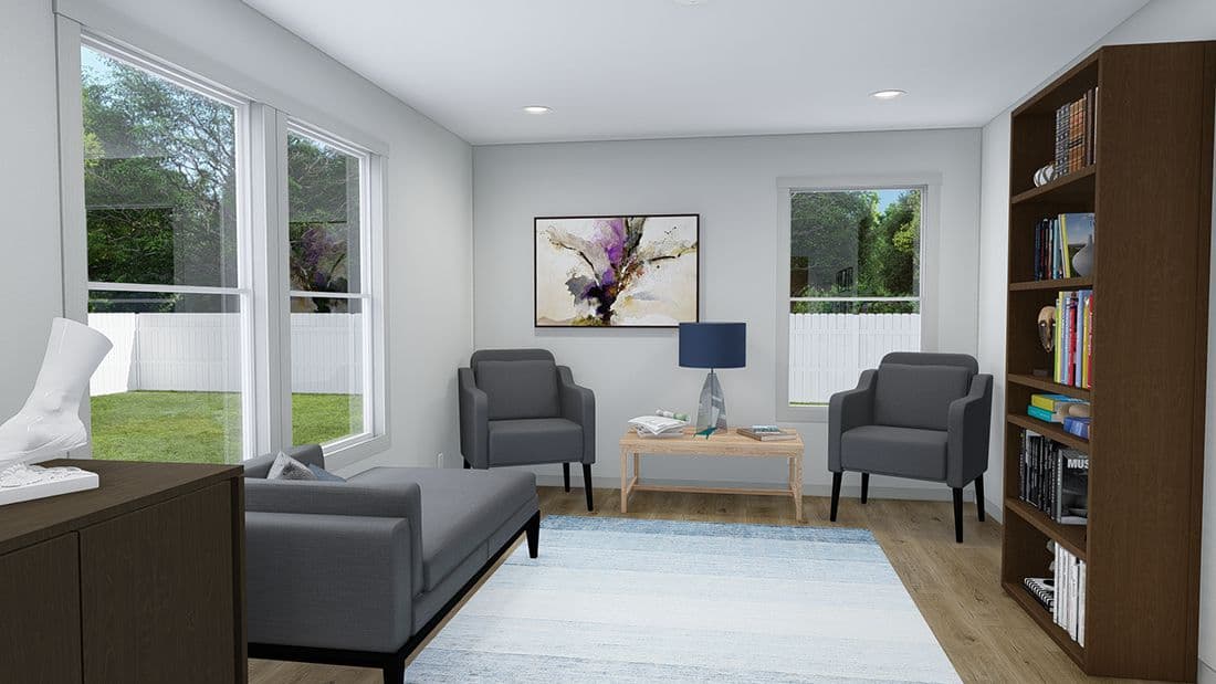 The PURPLE RAIN Living Room. This Manufactured Mobile Home features 3 bedrooms and 2 baths.