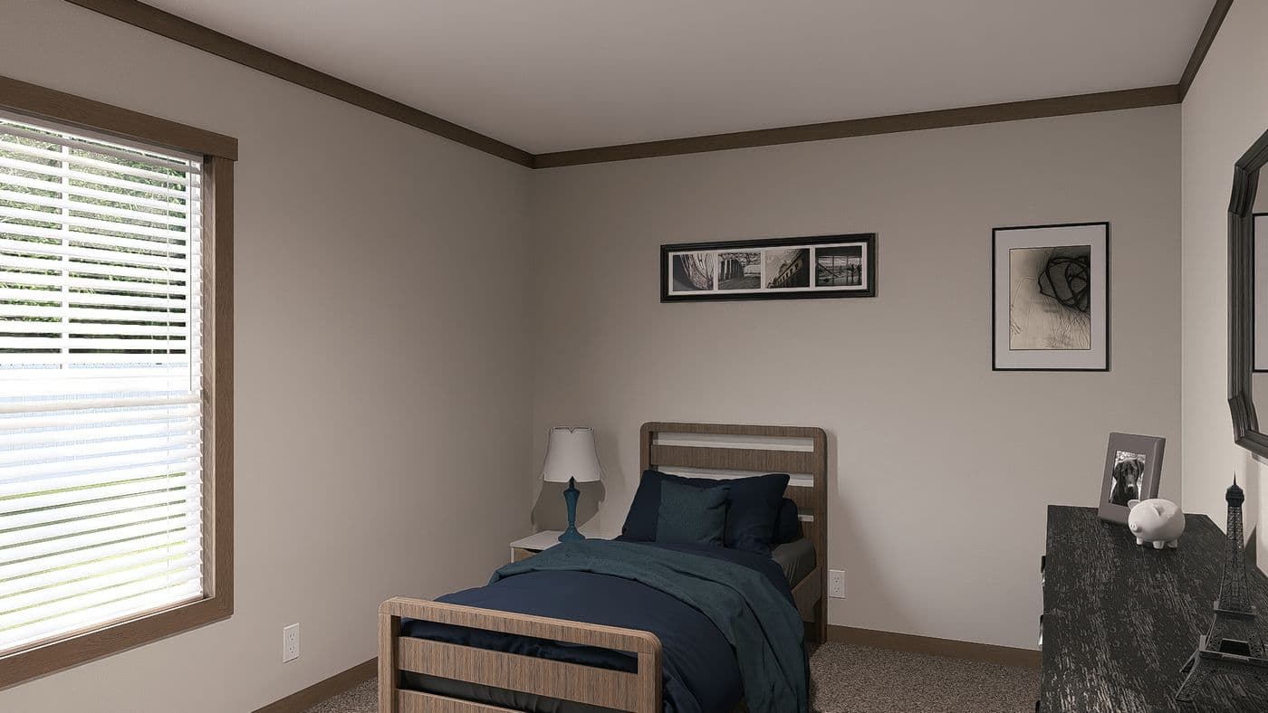 The LIZZIE ELITE Bedroom. This Manufactured Mobile Home features 3 bedrooms and 2 baths.