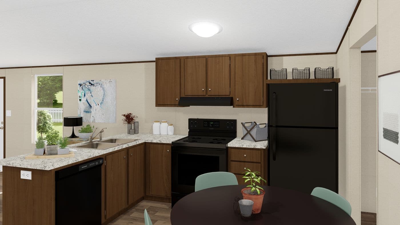 The BLISS Kitchen. This Manufactured Mobile Home features 2 bedrooms and 1 bath.
