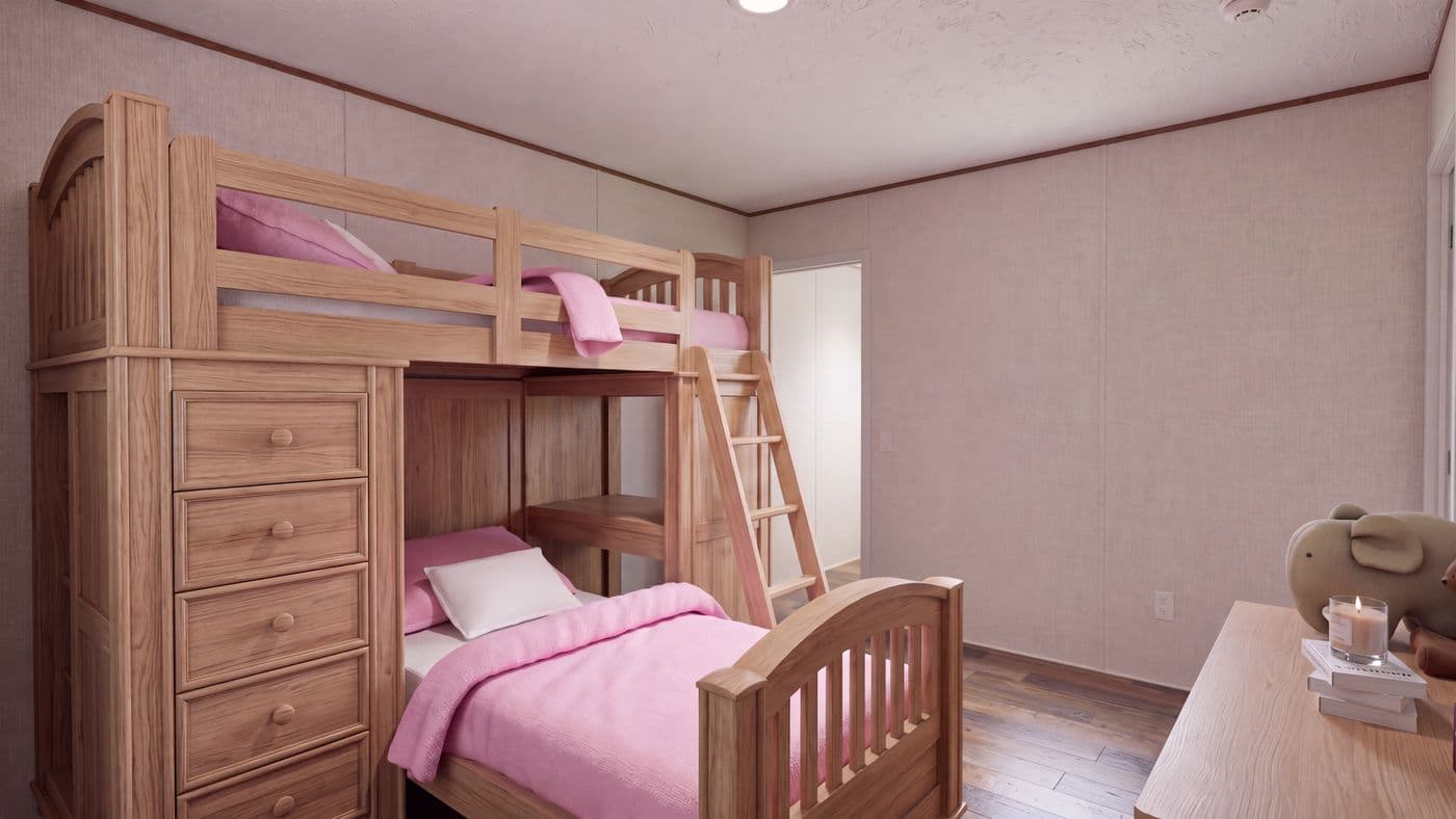 The SYCAMORE Bedroom. This Manufactured Mobile Home features 4 bedrooms and 2 baths.