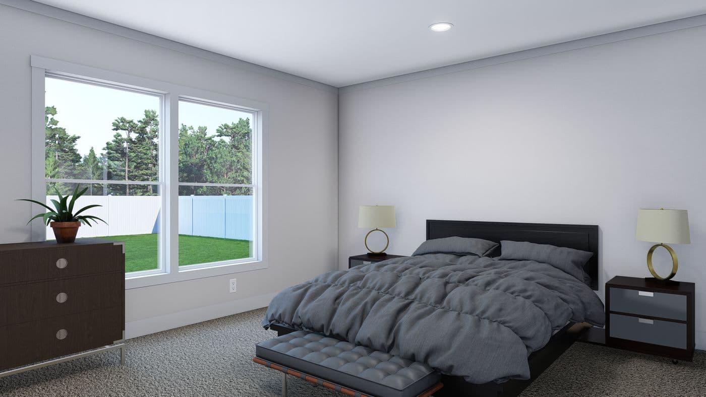 The SUPERFLY Primary Bedroom. This Modular Home features 5 bedrooms and 2 baths.