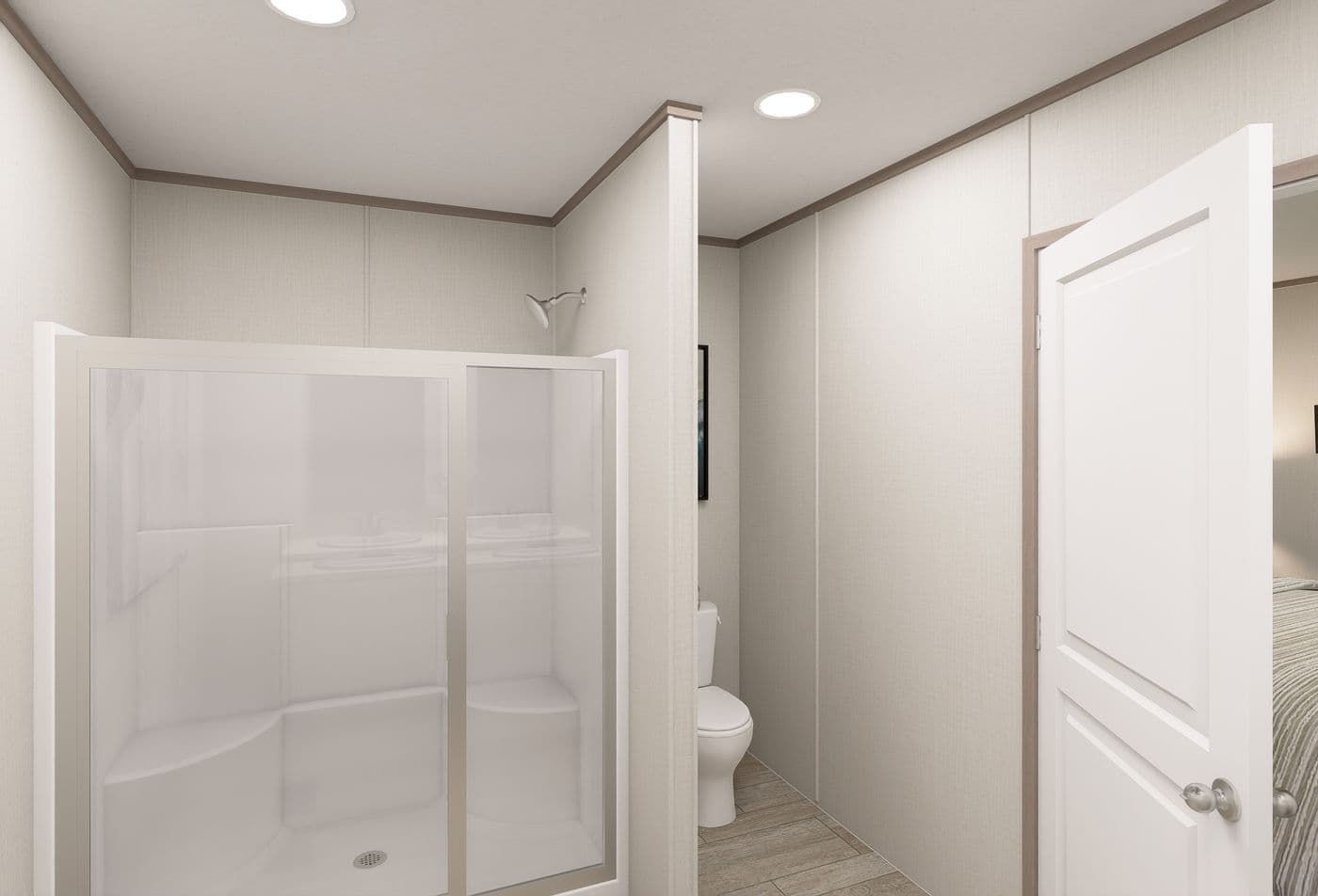 The FLEX ANNIVERSARY Primary Bathroom. This Manufactured Mobile Home features 3 bedrooms and 2 baths.