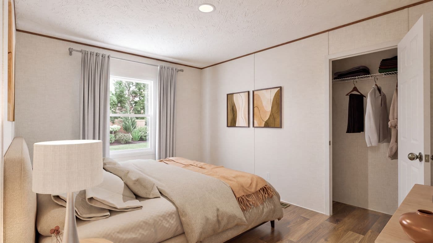 The REDWOOD Bedroom. This Manufactured Mobile Home features 5 bedrooms and 3 baths.