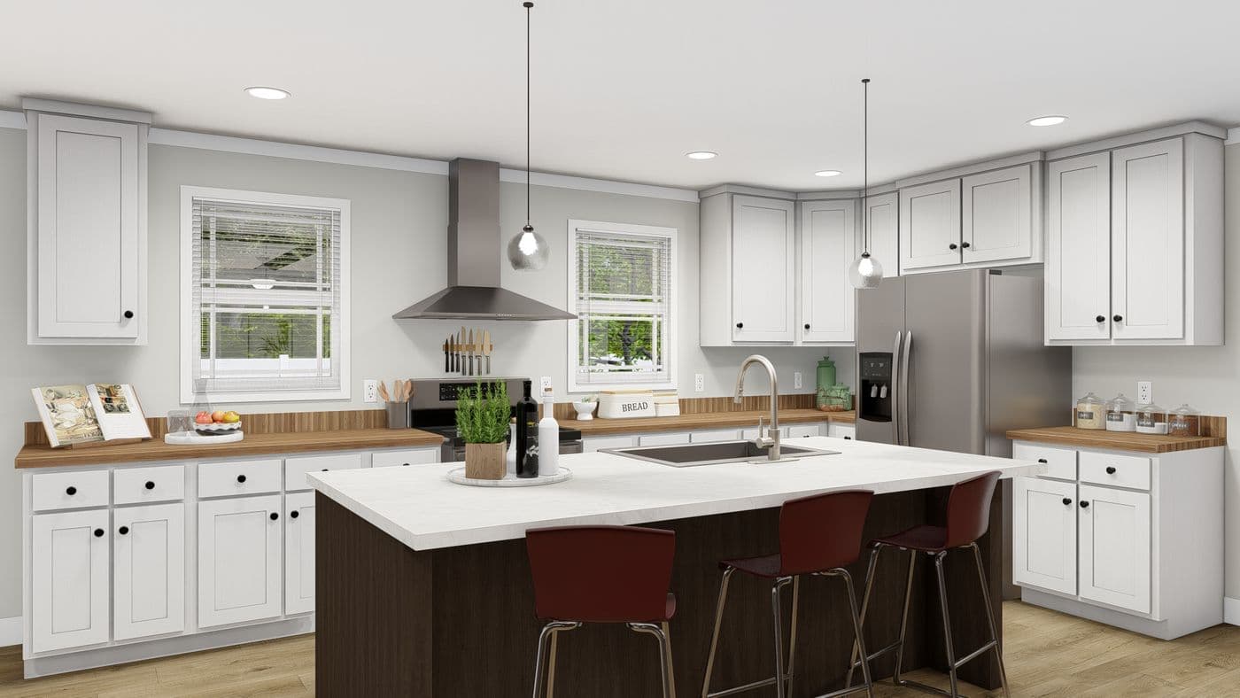 The CHEYENNE Kitchen. This Manufactured Mobile Home features 3 bedrooms and 2 baths.