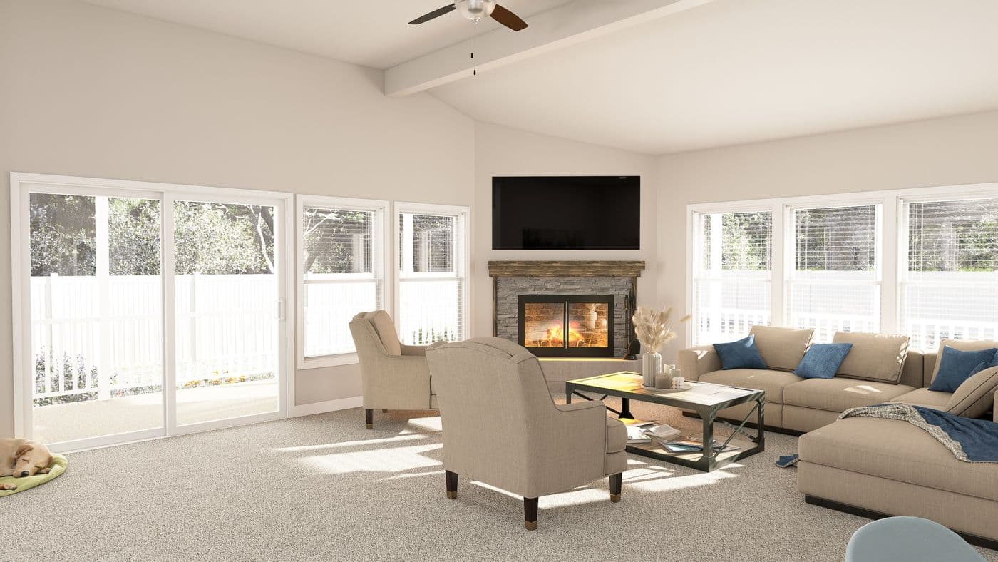 The ING602K GENERAL SHERMAN     GW Living Room. This Manufactured Mobile Home features 3 bedrooms and 2 baths.
