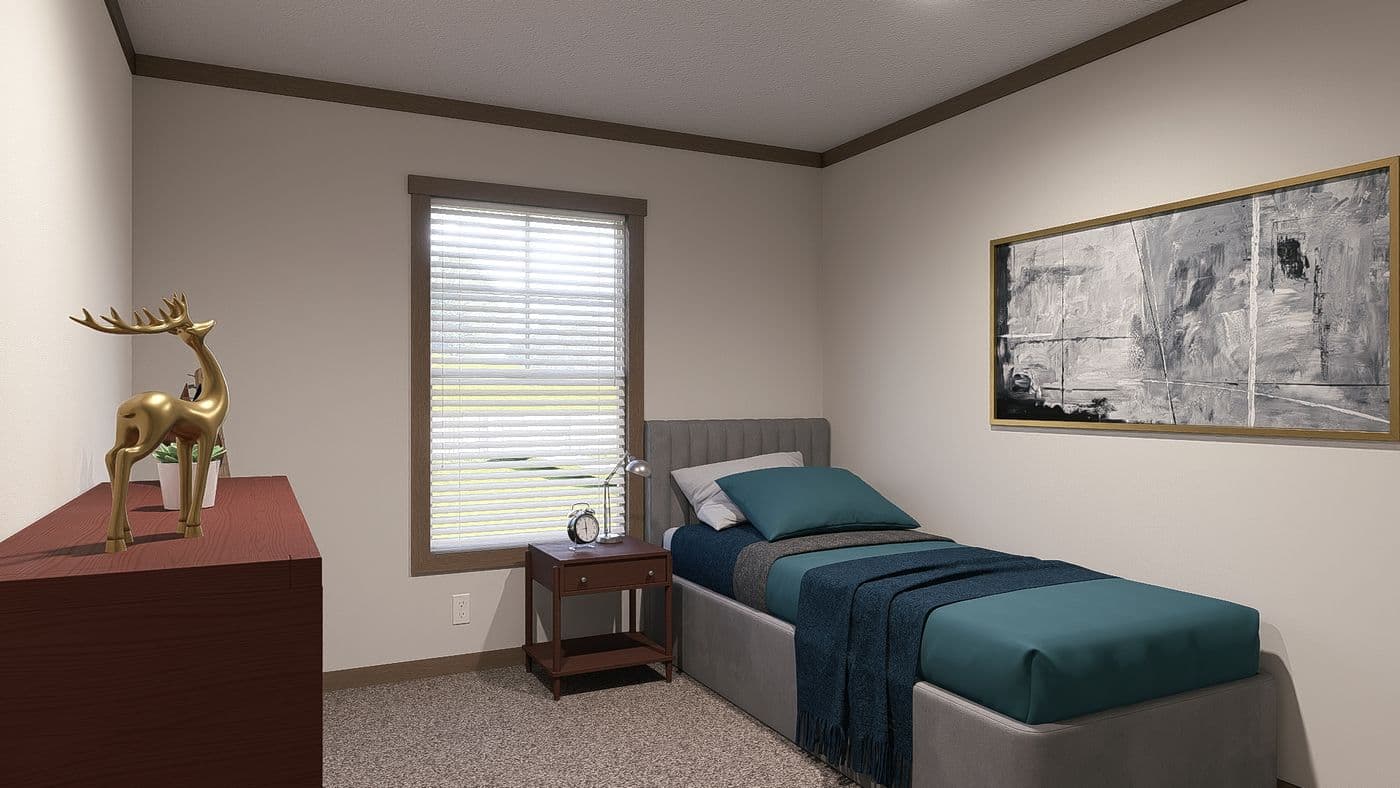 The NELLIE ELITE Guest Bedroom. This Manufactured Mobile Home features 4 bedrooms and 3 baths.